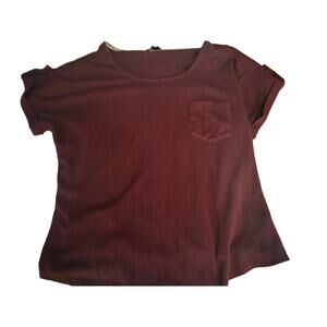 Perch 2x Burgundy Knitted Blouse with Front pocket and Button Down Design Back